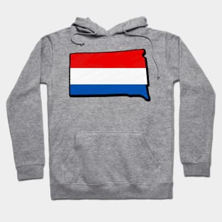 Red, White, and Blue South Dakota Outline Hoodie
